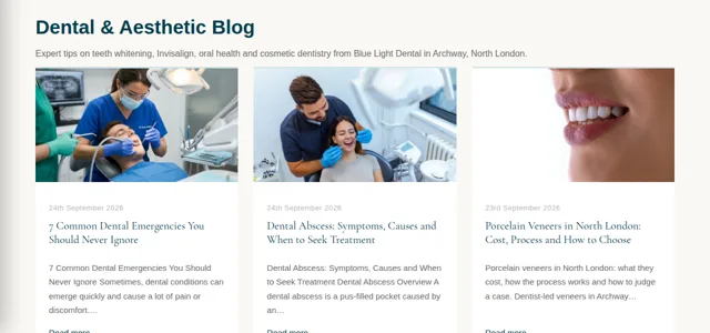 The practice blog with three posts from September 2026