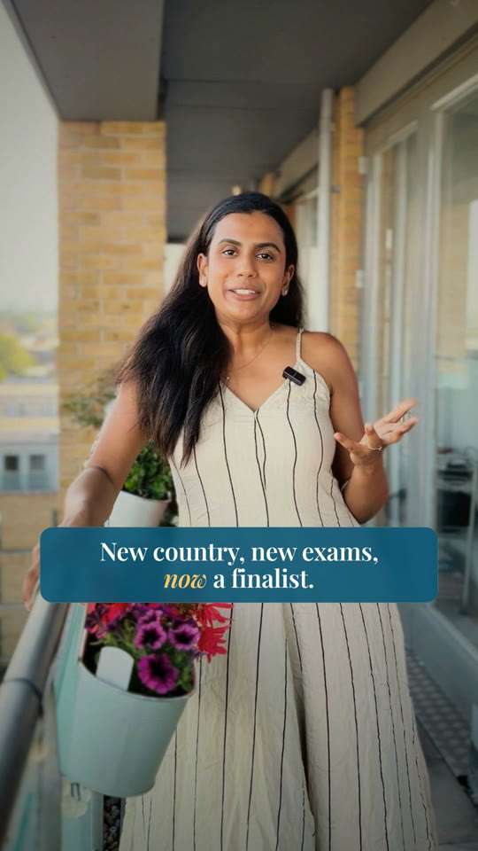 Reel cover: Dr Sanyukta outdoors, “New country, new exams, now a finalist.”